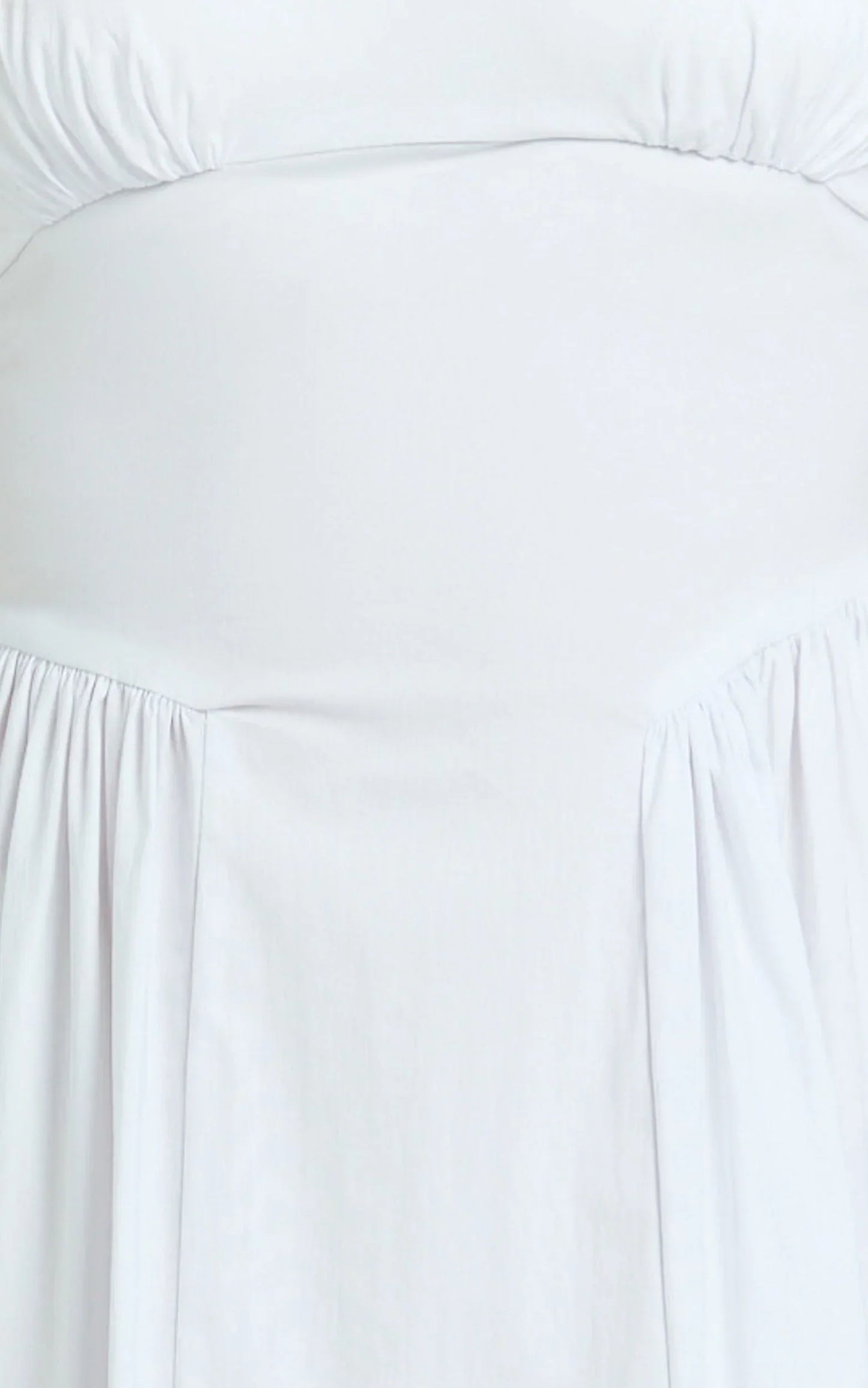 Donatella Midi Dress - Ruched Bust Fit And Flare Dress in White