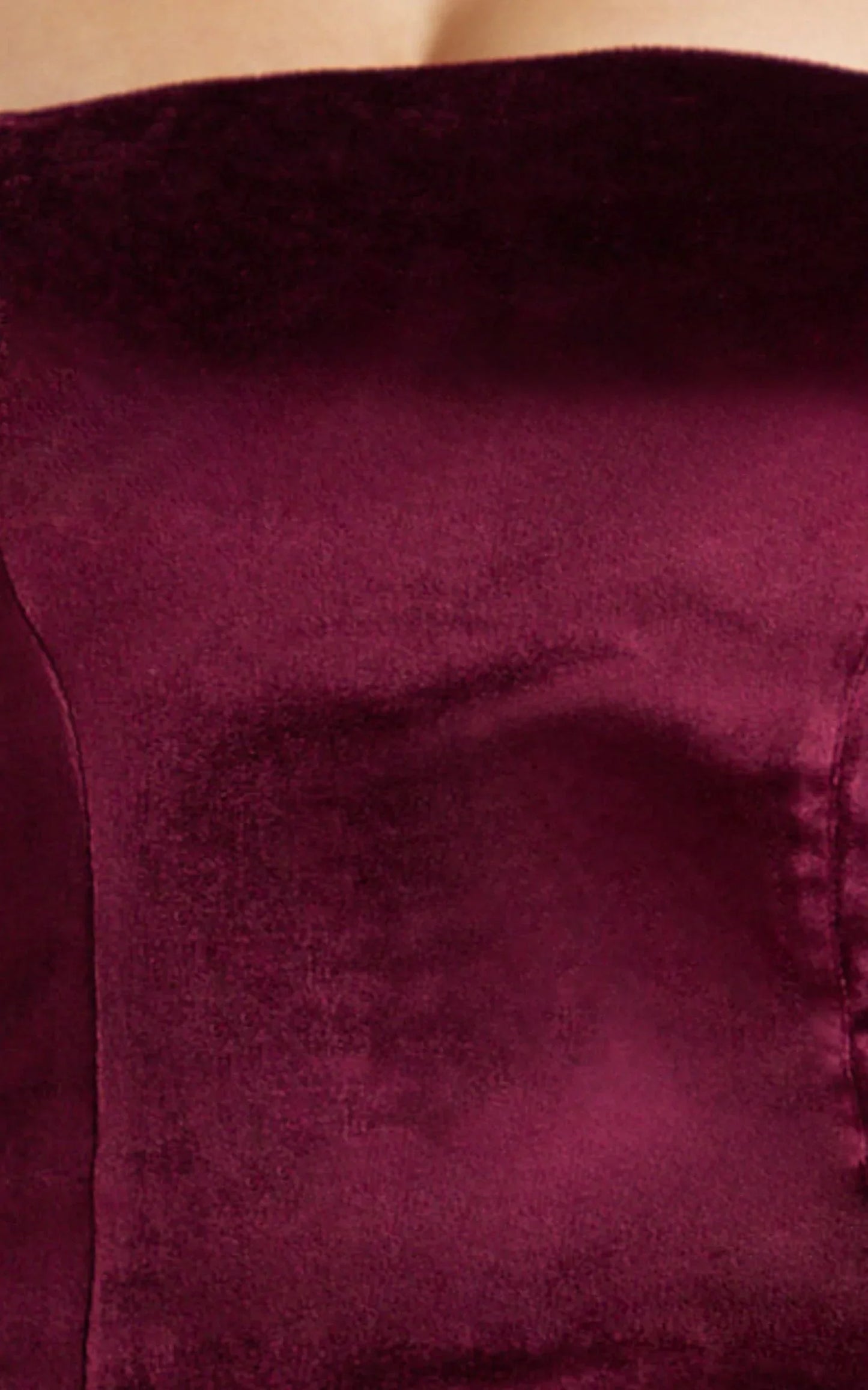 Cartia Maxi Dress - Velvet Strapless Bodycon Dress in Wine