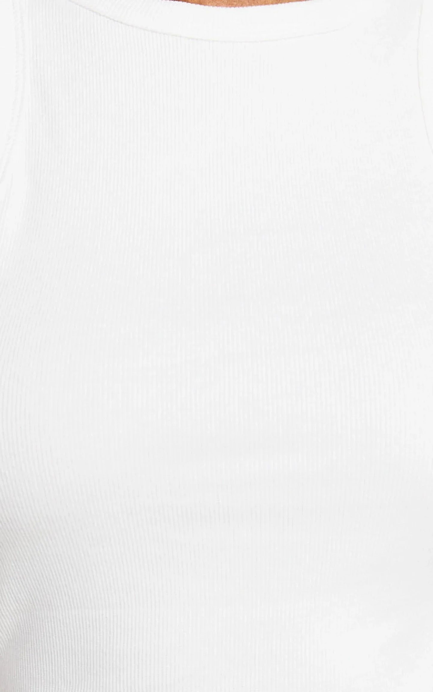 Candyce Mini Dress - Ribbed Sleeveless Bodycon Dress in White