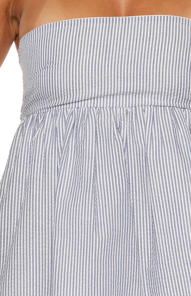 Berrie Blue Stripe Strapless Mini Dress