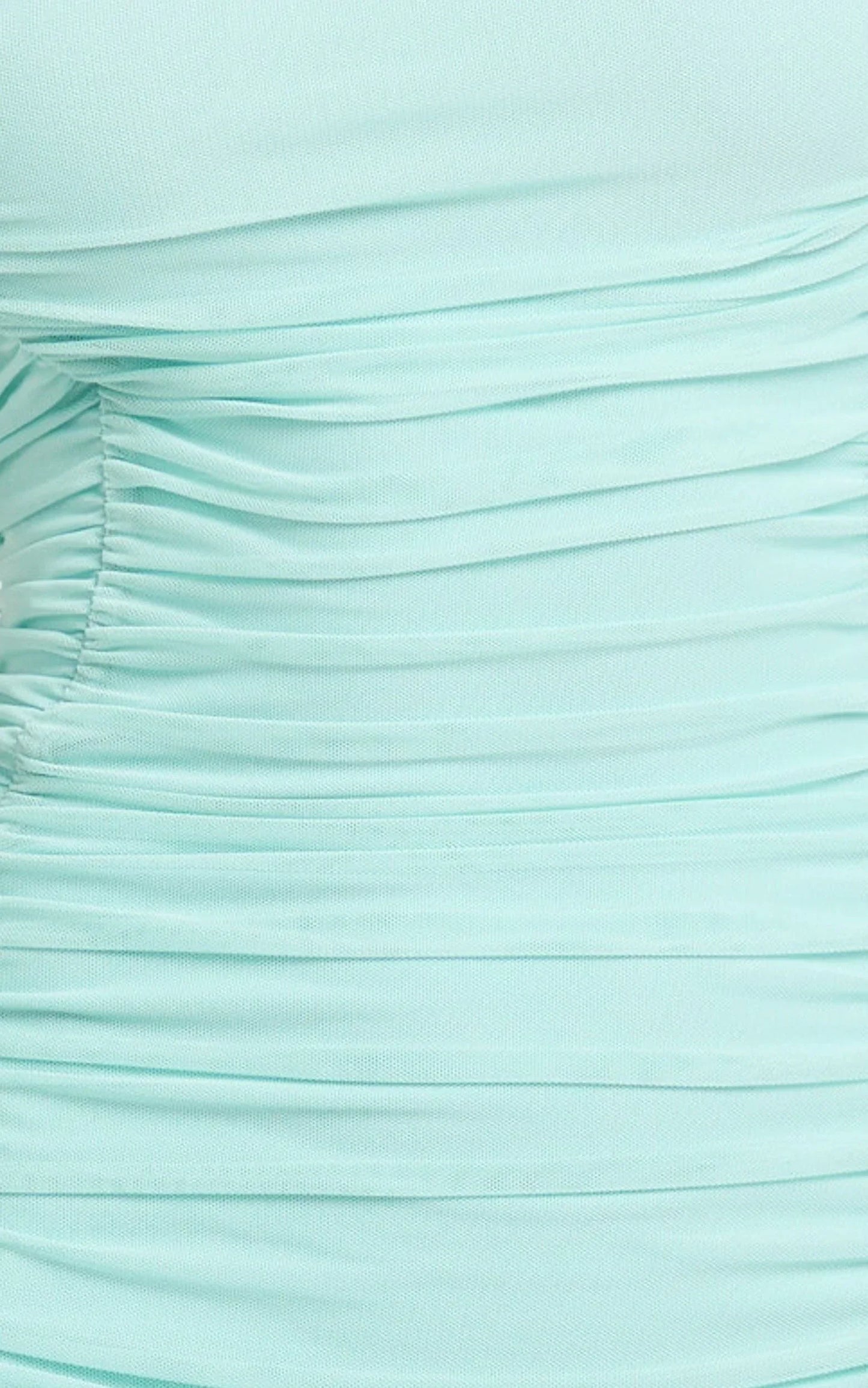 Cardi Maxi Dress - Ruched Mesh High Leg Split Dress in Mint