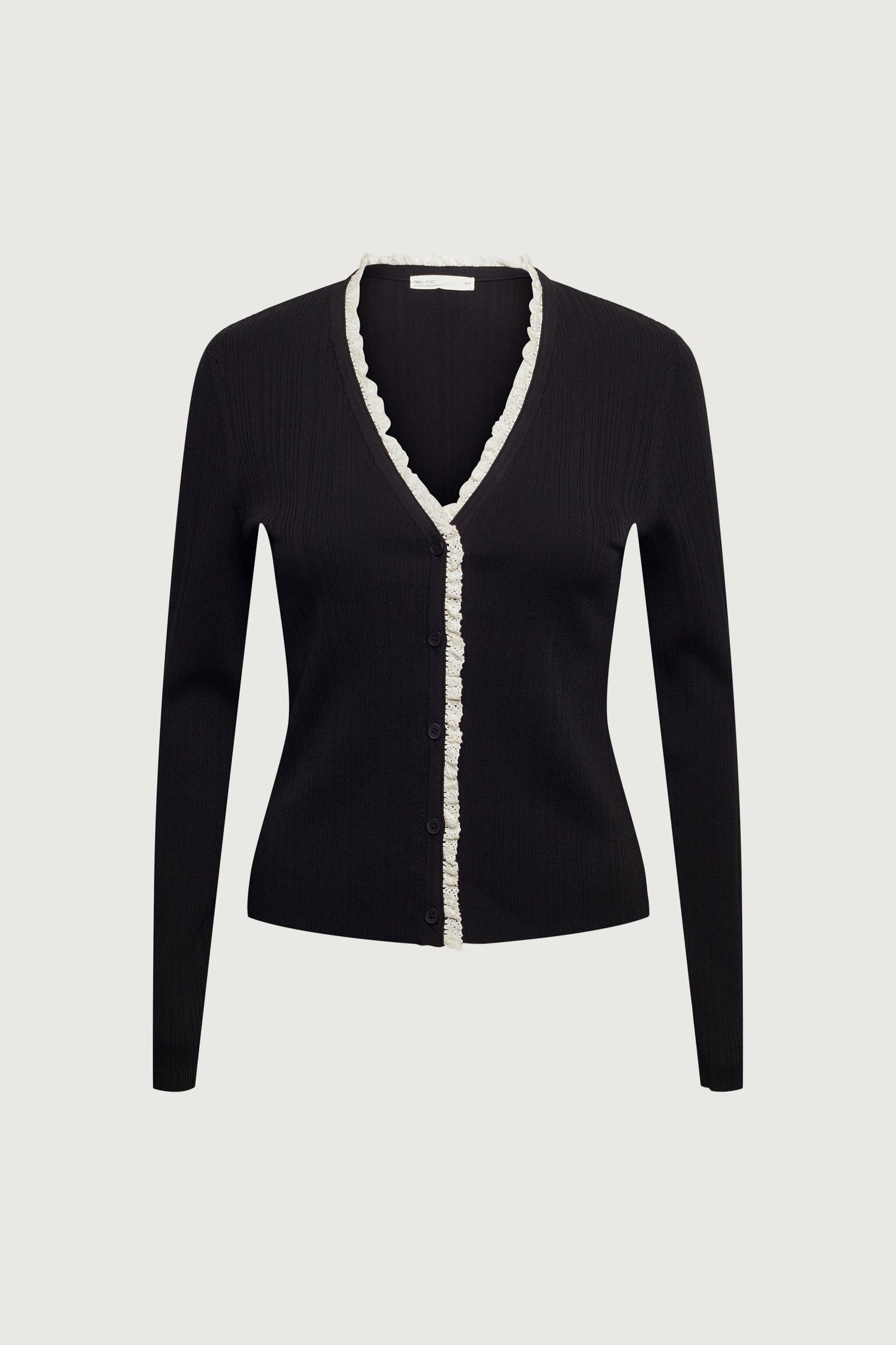 LACE TRIM BUTTON FRONT CARDIGAN