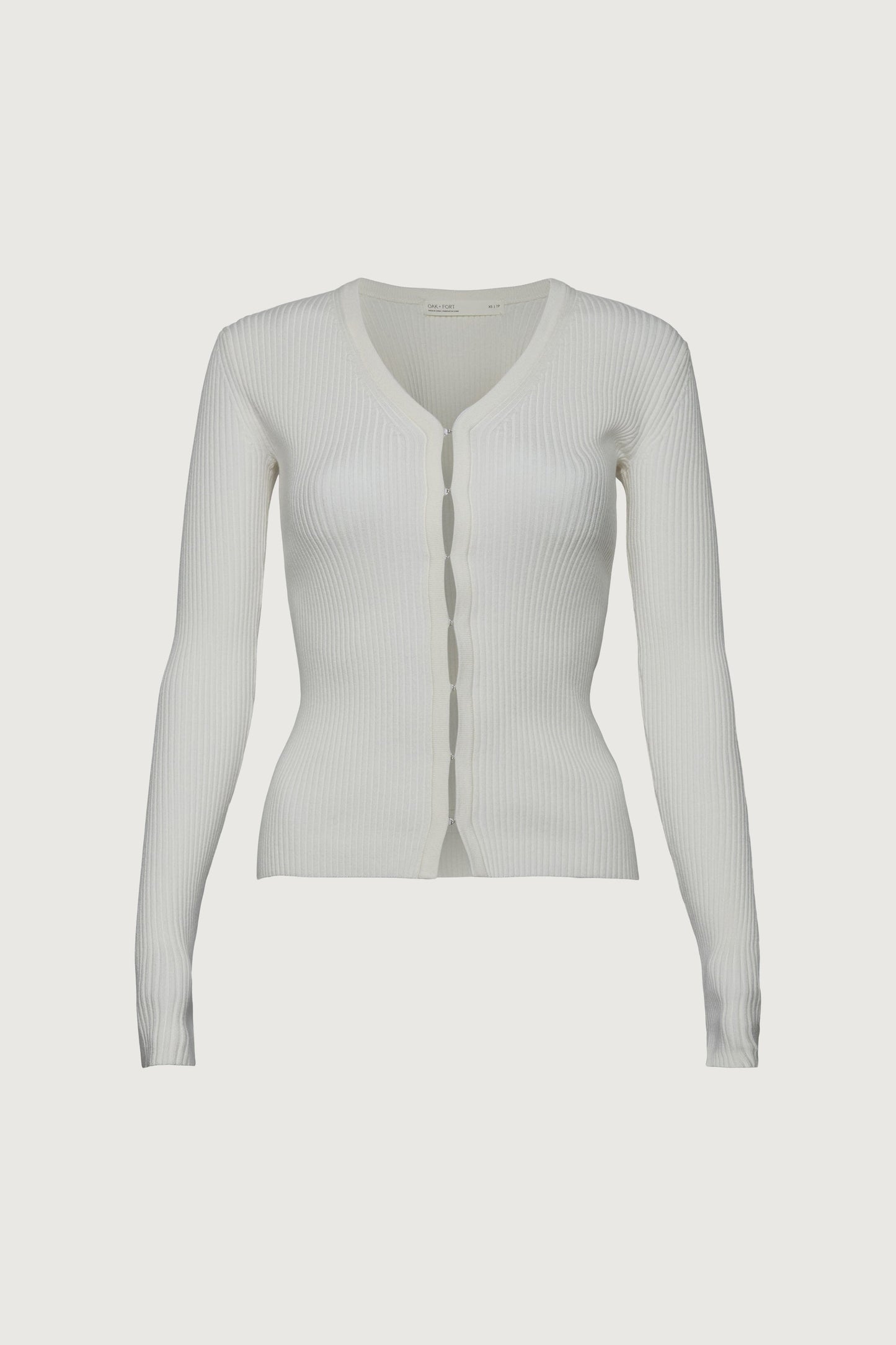 RIBBED HOOK AND EYE FRONT CARDIGAN