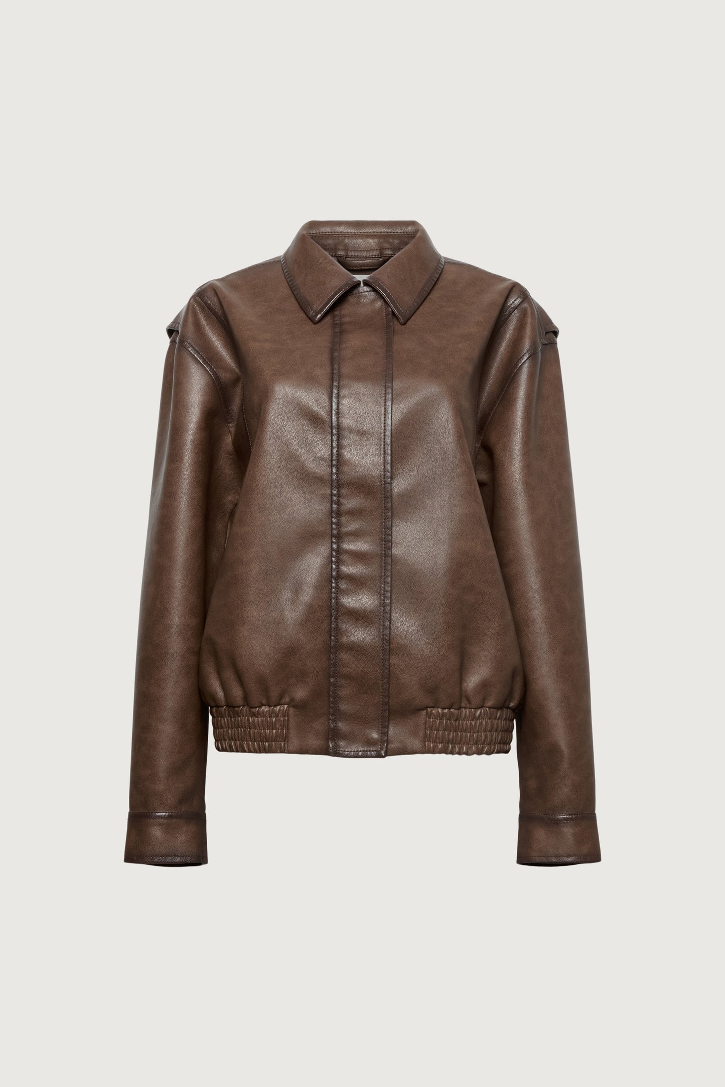 VINTAGE INSPIRED VEGAN LEATHER BOMBER JACKET