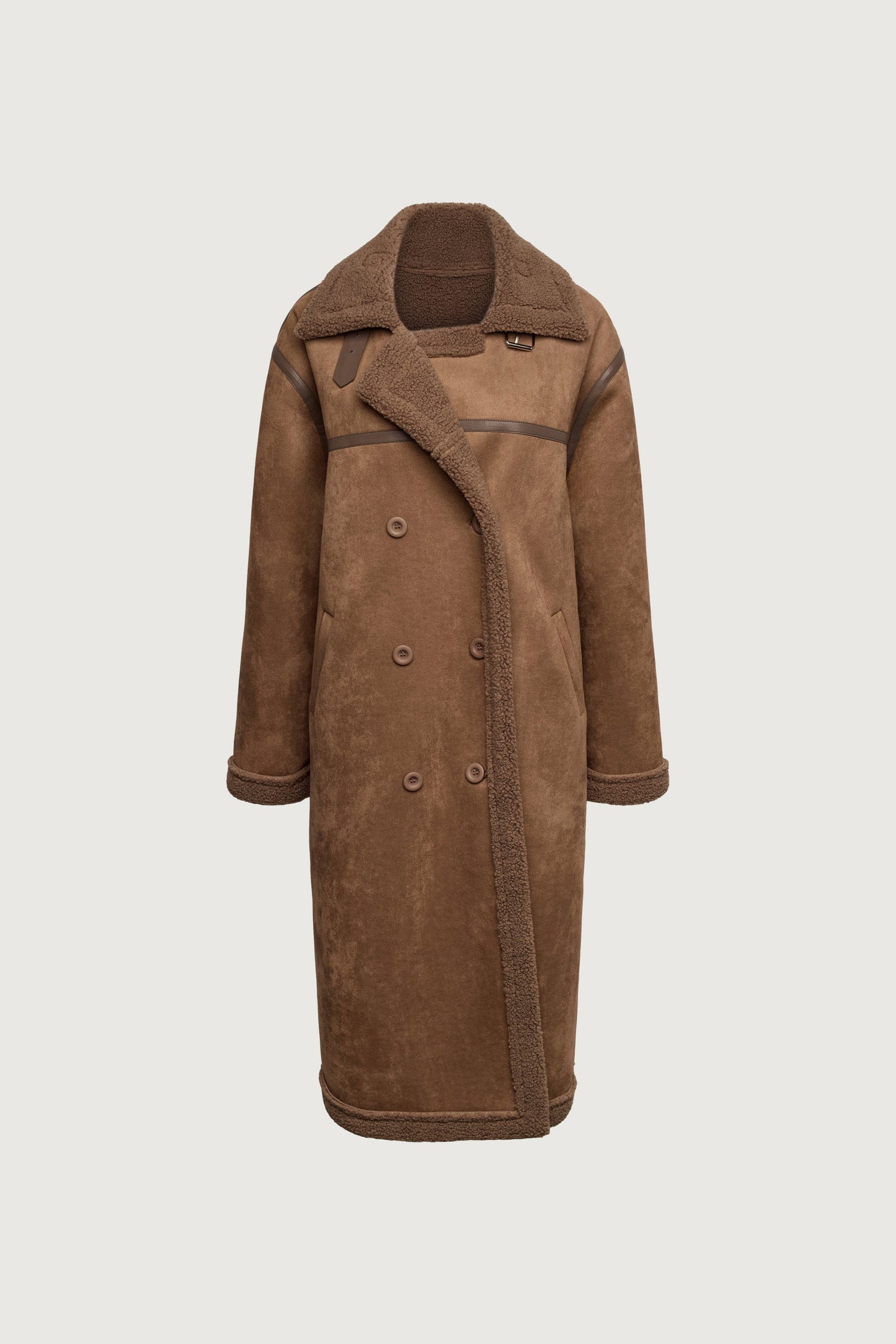 LONG VEGAN SUEDE SHERPA COAT
