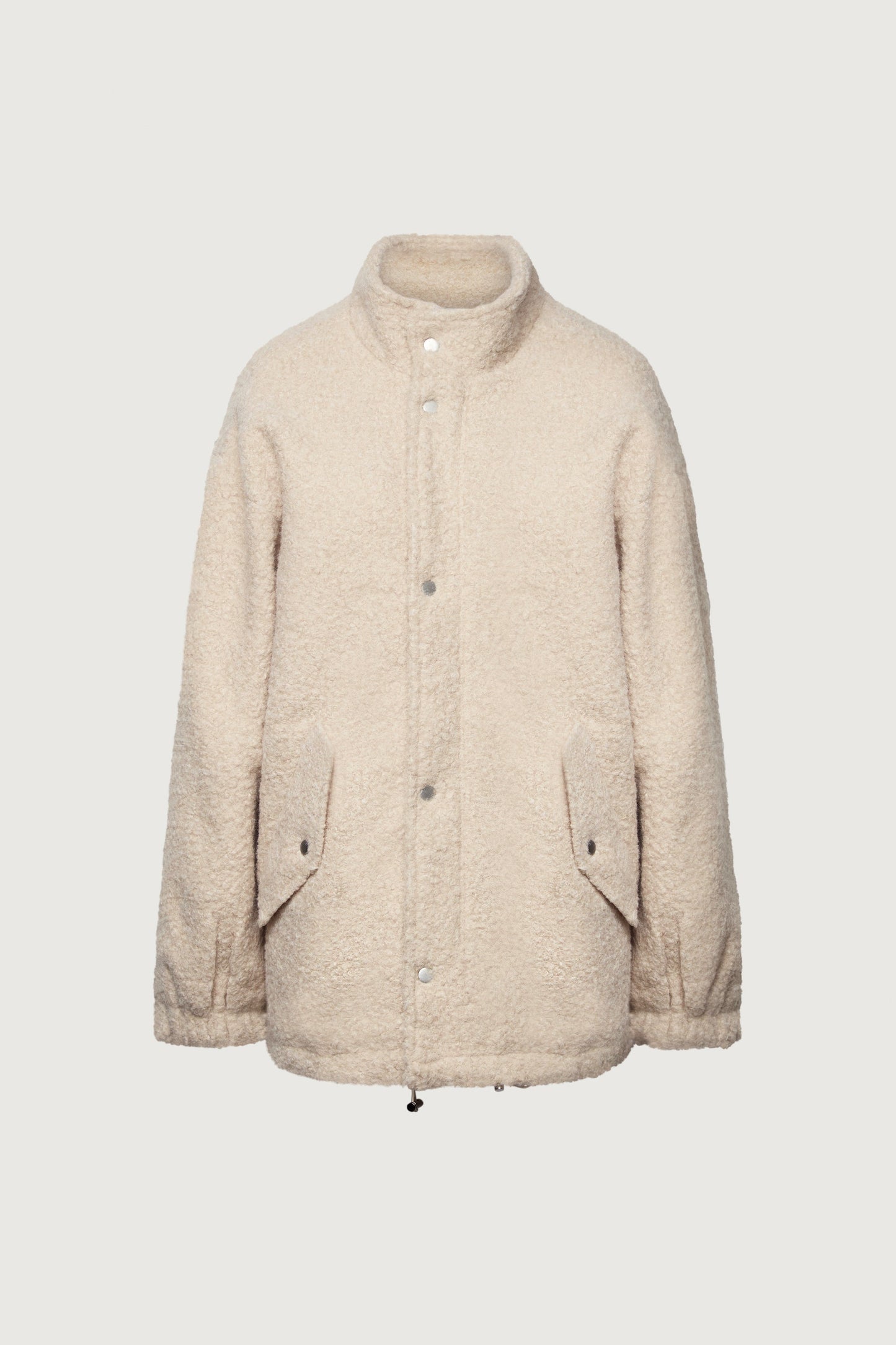 OVERSIZED BOUCLE JACKET WITH SNAP DETAIL