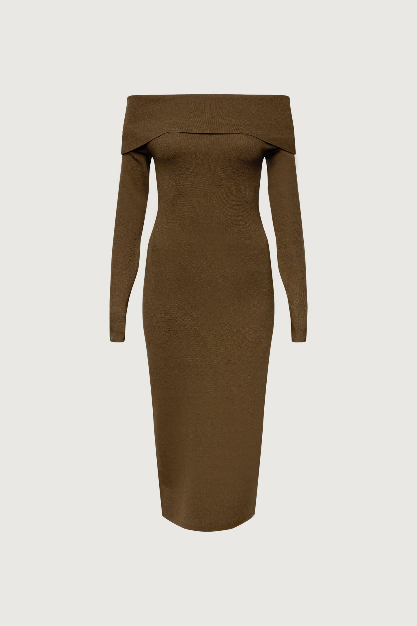 OFF THE SHOULDER LONG SLEEVE MIDI DRESS