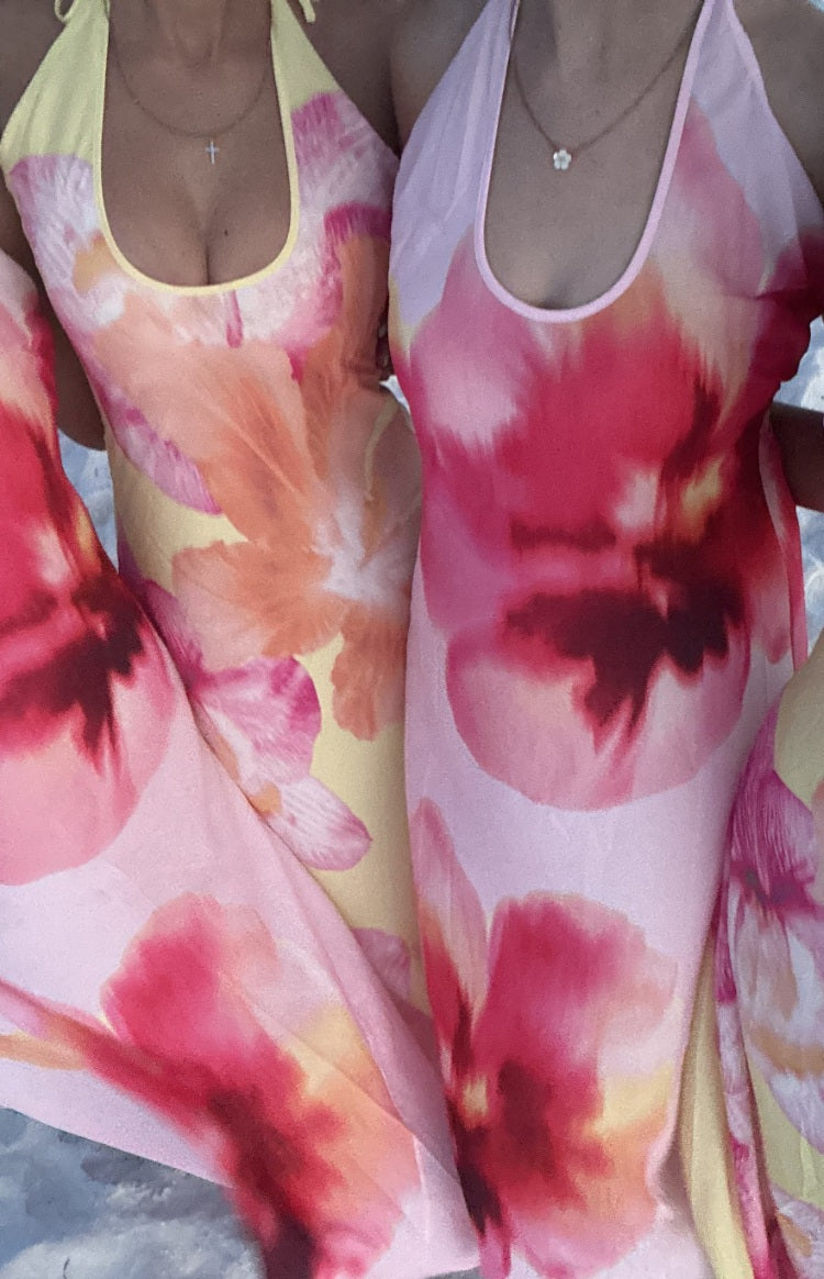 Elowen Pink Floral Halter Maxi Dress