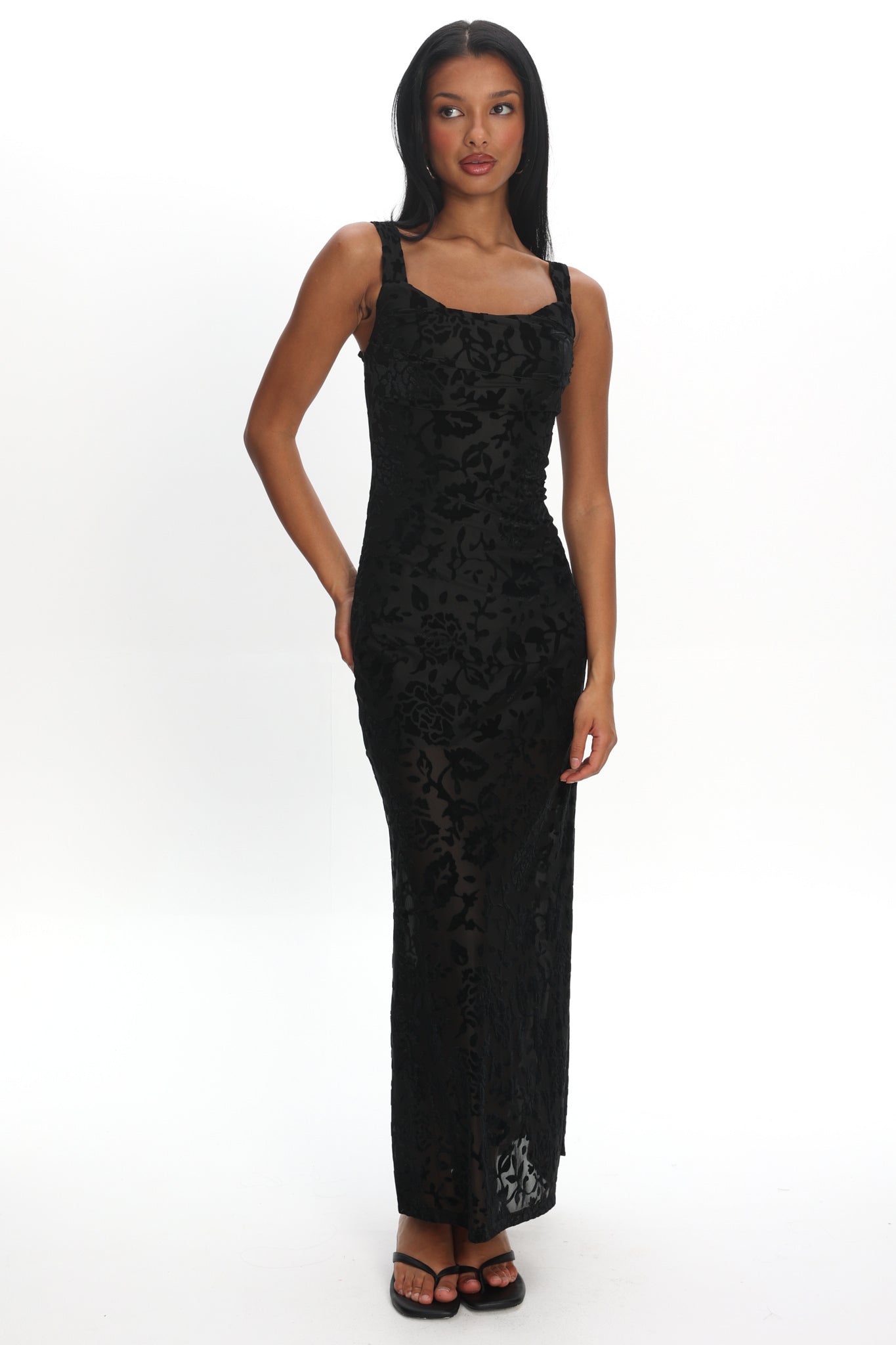 Casablanca Nights Tied Back Maxi Dress Flocked Floral