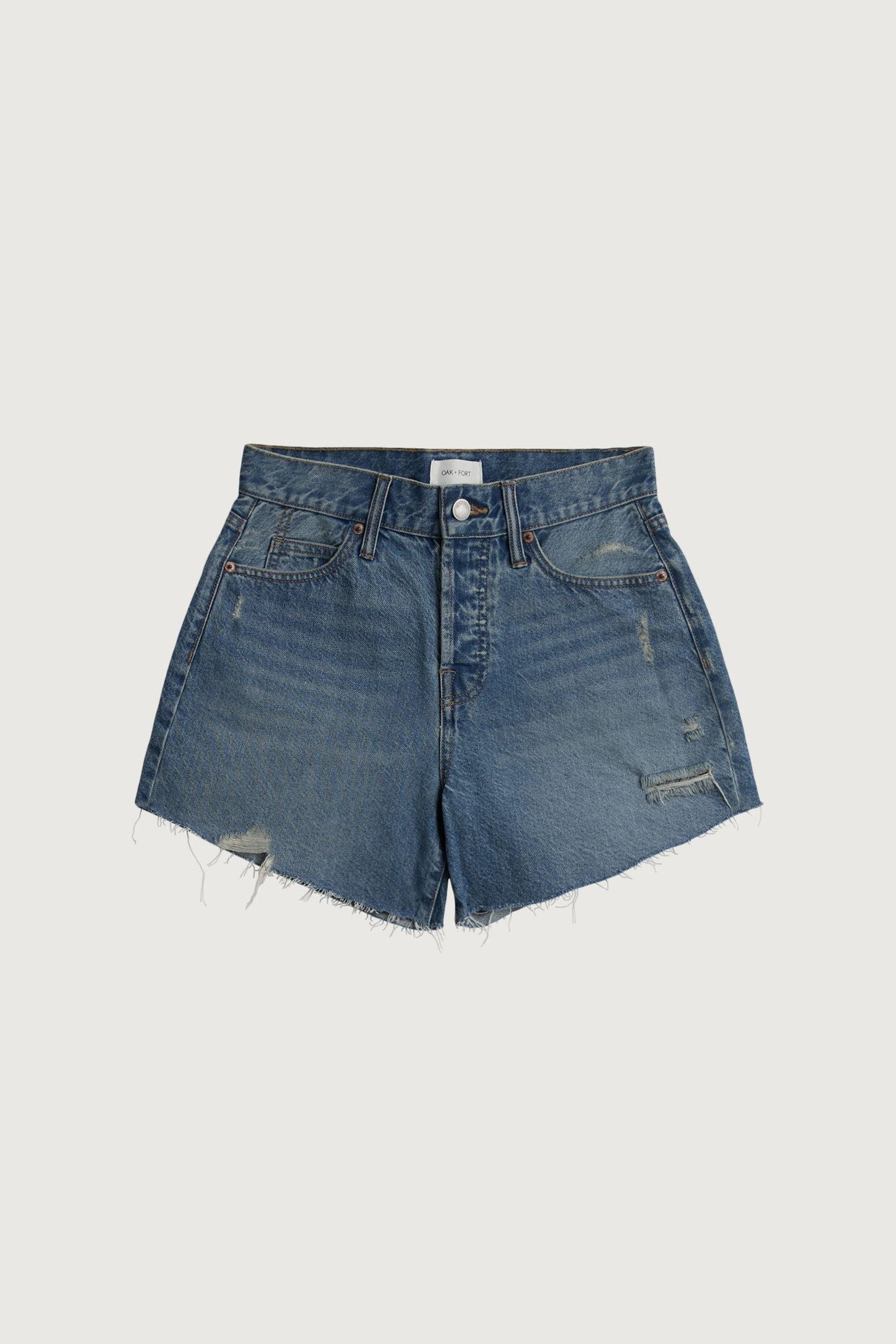 MID-RISE JEAN SHORT WITH DISTRESSING