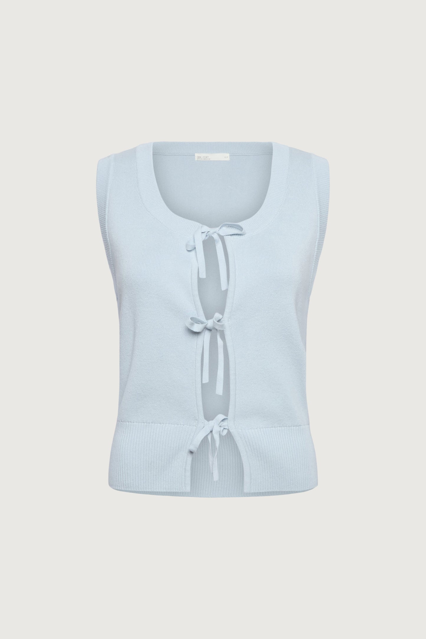OPEN FRONT SWEATER VEST WITH TIES