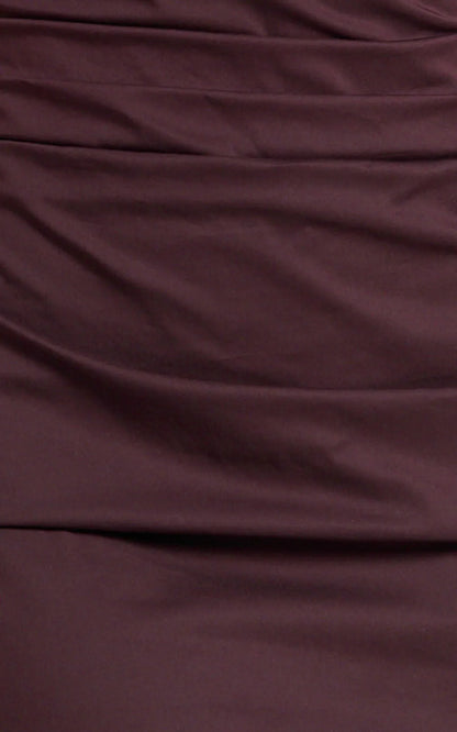 Cleo Mini Dress - Off Shoulder Ruched Bodycon Dress in Chocolate