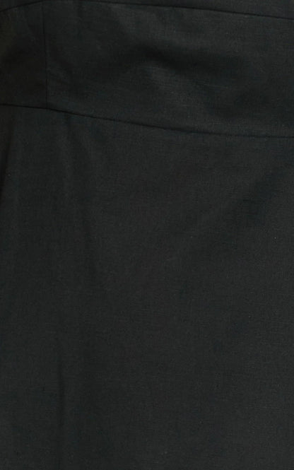 Brette Midi Dress - Linen Straight Neck Strappy Fit And Flare Dress in Black