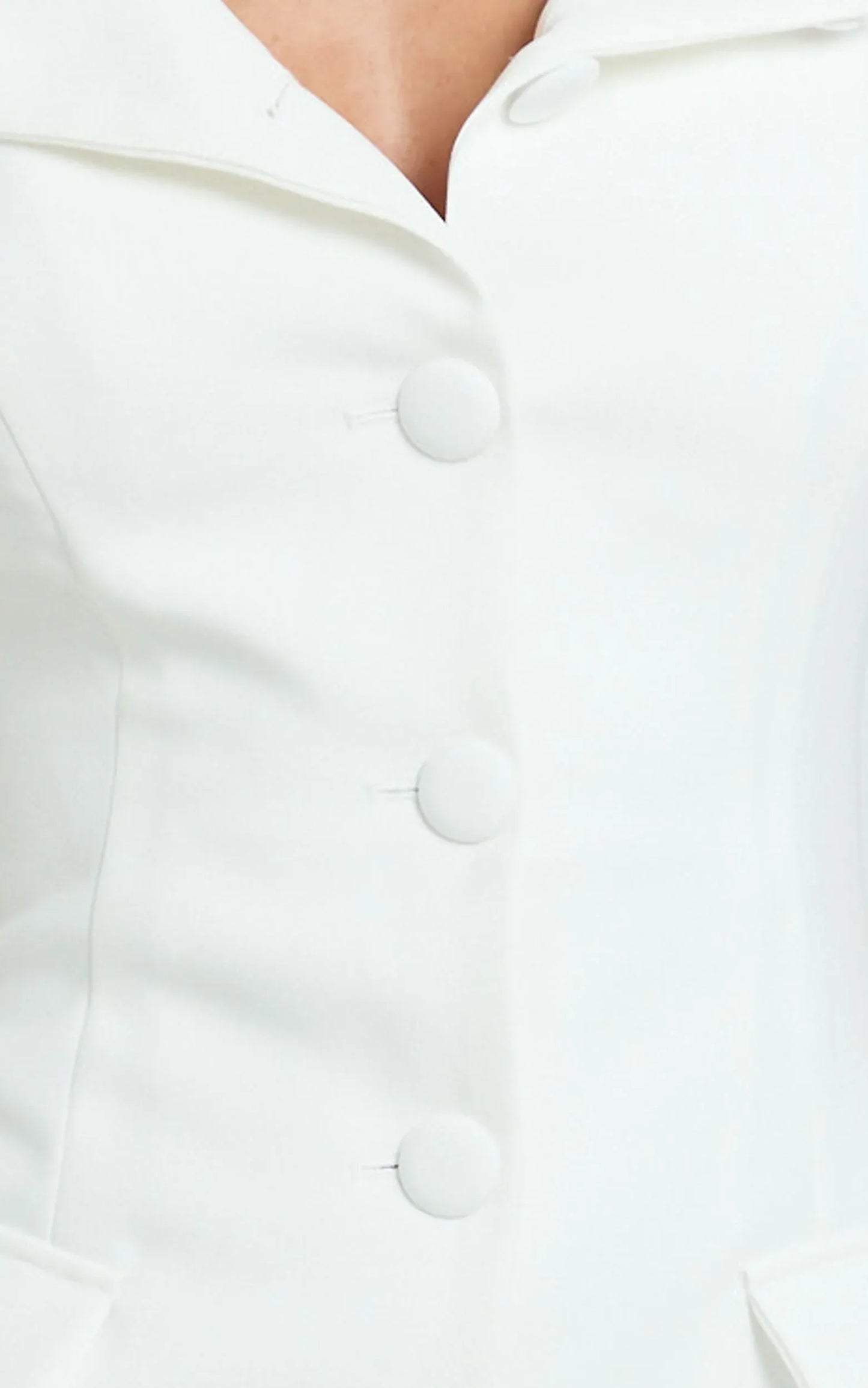 Calista Midi Dress - Boat Neck Button Down Pencil Dress in White