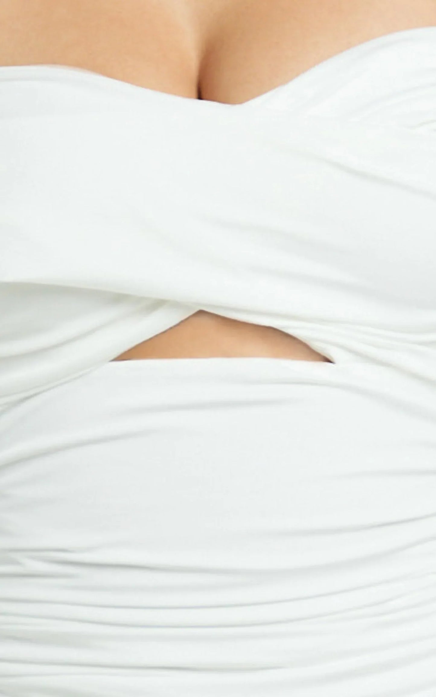 Dana Top - Off Shoulder Long Sleeve Ruched Fitted Top in White