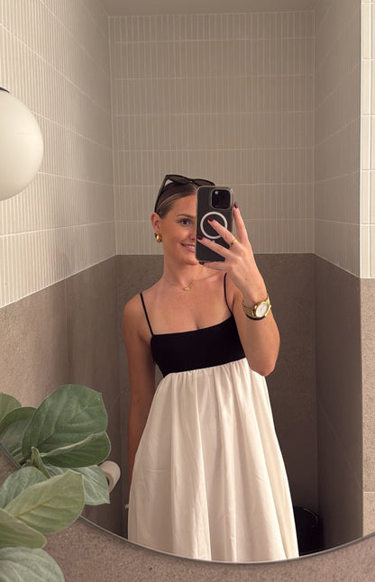 Akari White Contrast Maxi Dress - PRE ORDER