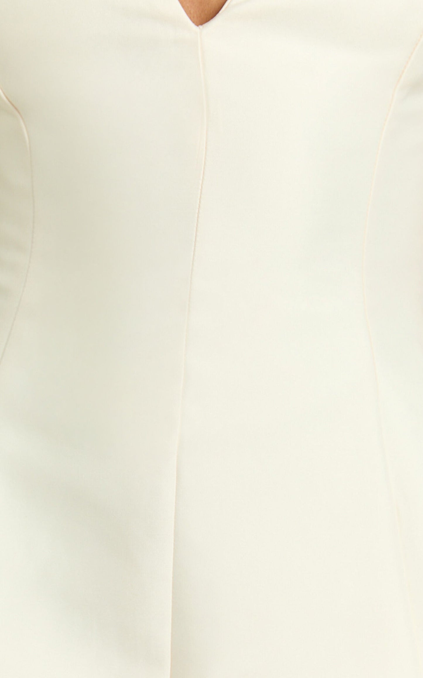 Sheeran Mini Dress - Plunge A Line Dress in Cream