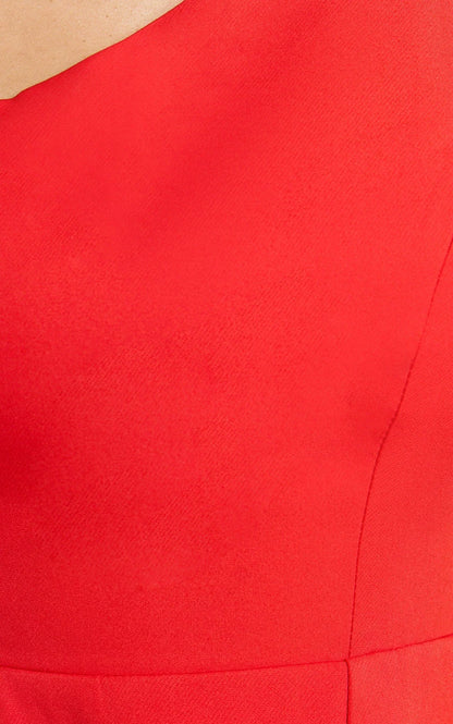 Carley Mini Dress - One Shoulder Tulip Hem Dress in Red