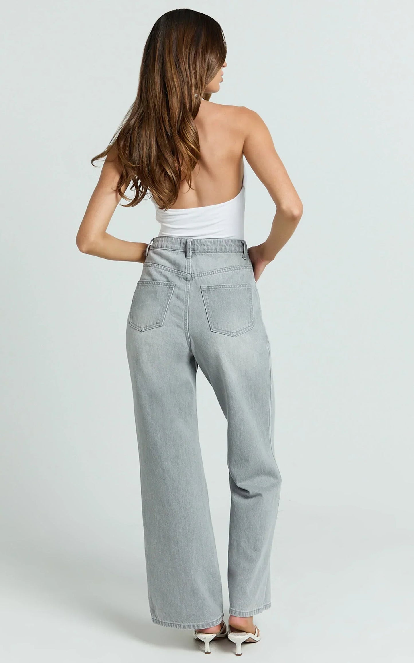 Cole Jeans - High Waist Relaxed Wide Leg Recycled Denim Jeans in Grey