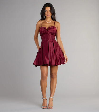 Joelle Satin Corset Skater Dress