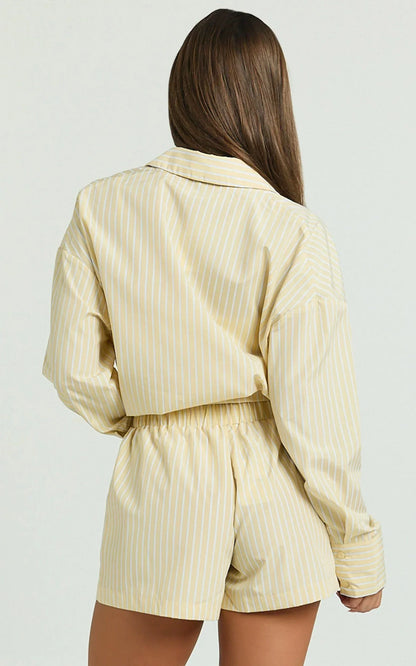 Chaemay Shorts - Line Boxer Shorts in Lemon Stripe