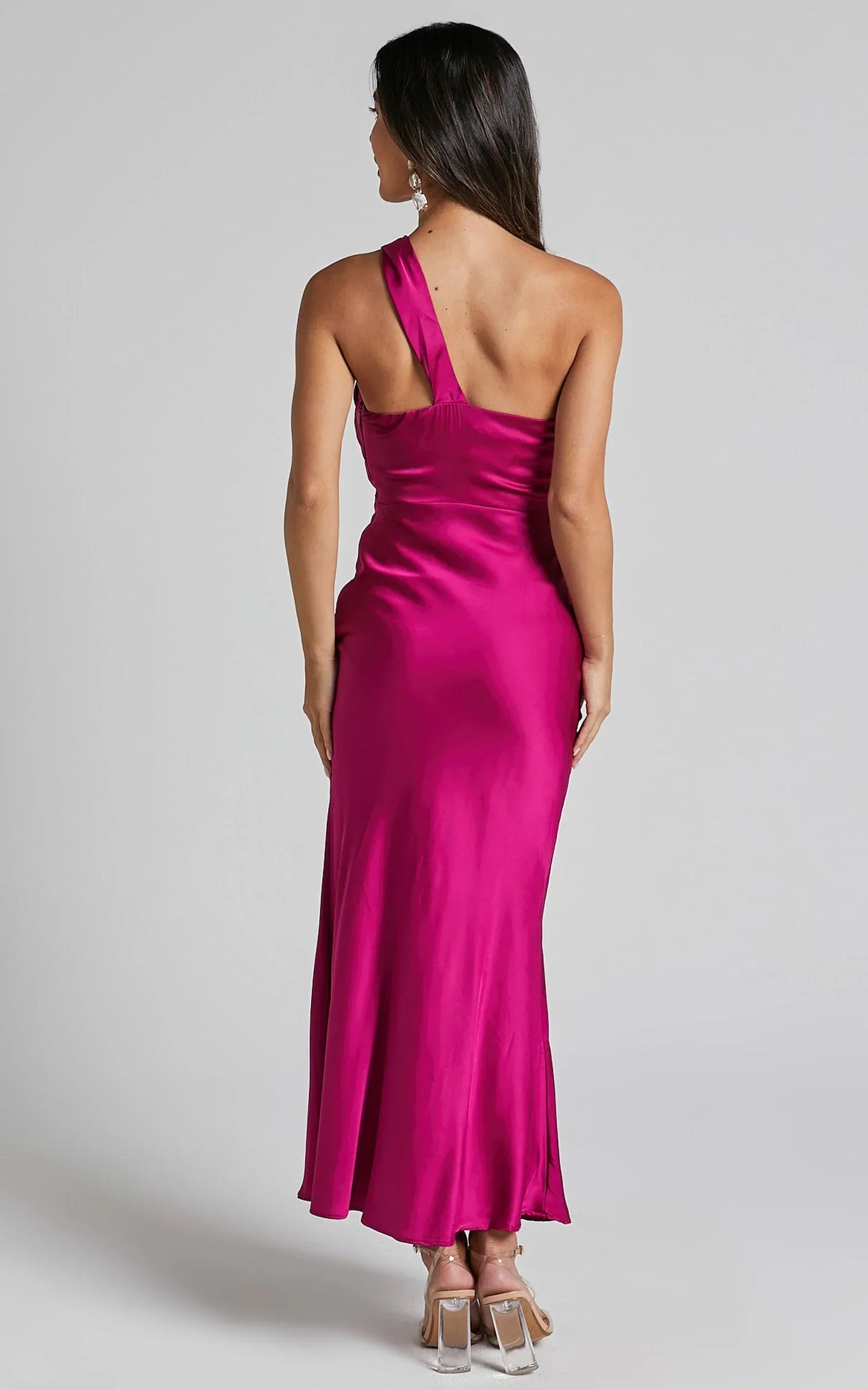 Carmella Midi Dress - One Shoulder Twist Detail Dress in Grape