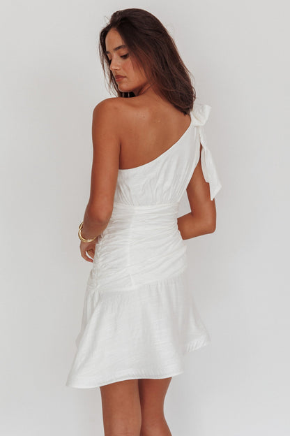 Kenny One Shoulder MIni Dress White