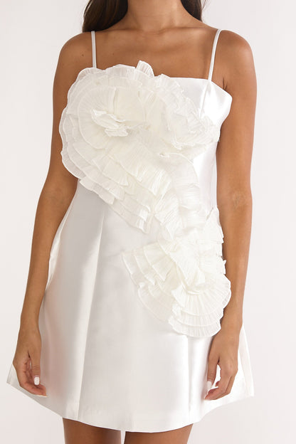 Cosmique 3D Ruffle Design Mini Dress White