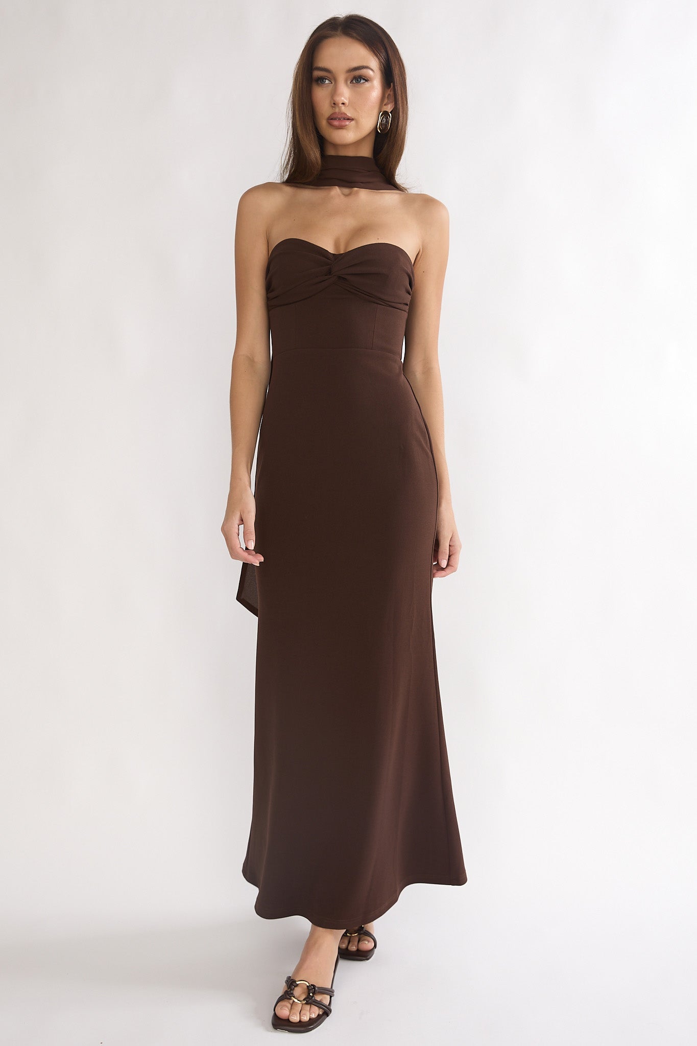 Of The Night Twist Bust Maxi Dress Chocolate