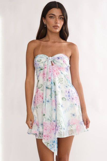 Gloria Day Tied Bust Strapless Mini Dress Lilac