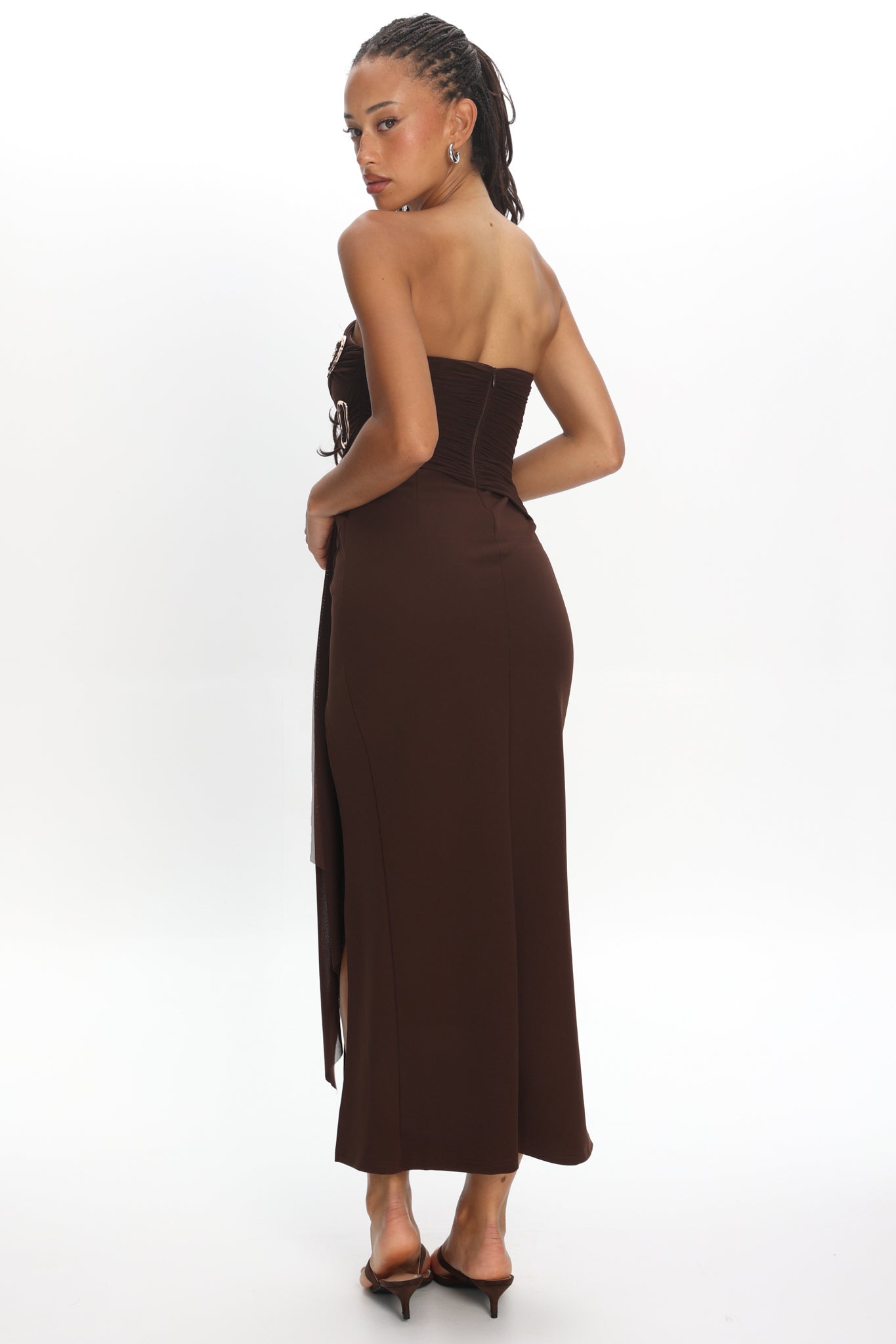 Karla Strapless Buckle Maxi Dress Coffee