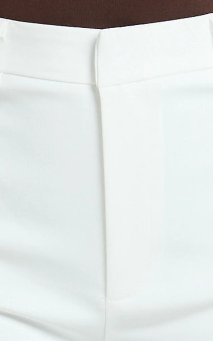 Carolyn Pants - High Waist Slim Straight Leg Tailored Pants in Off White