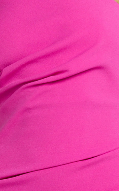 Calanthe Midi Dress - Strapless Tuck Detail Dress in Orchid