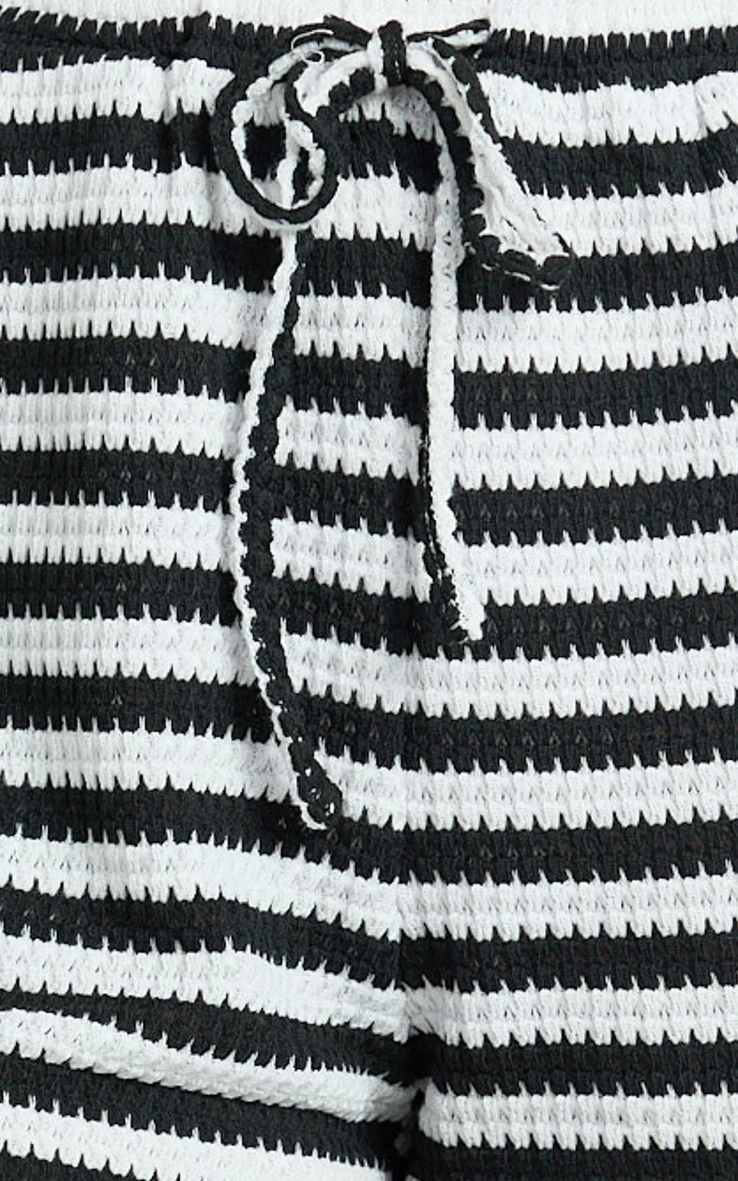 Brenda Short - Textured Stripe Short in White/Black Stripe