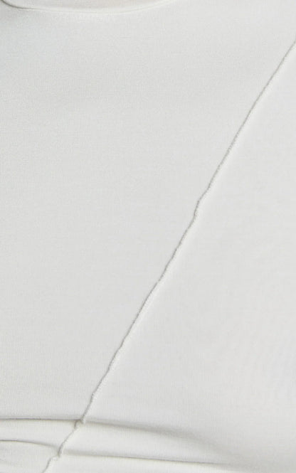 Dayna Top - Long Sleeve Exposed Seam Top in Off White