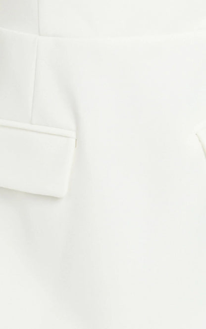Carlson Mini Dress - High Neck Sleeve Cocoon Skirt Dress in White