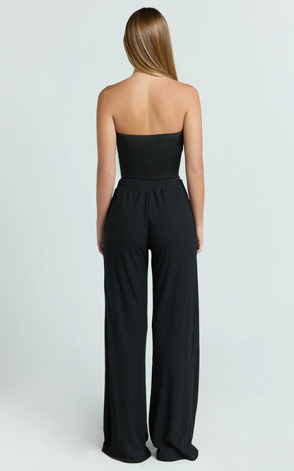 Davie Pants - High Waisted Wide Leg Pants in Black