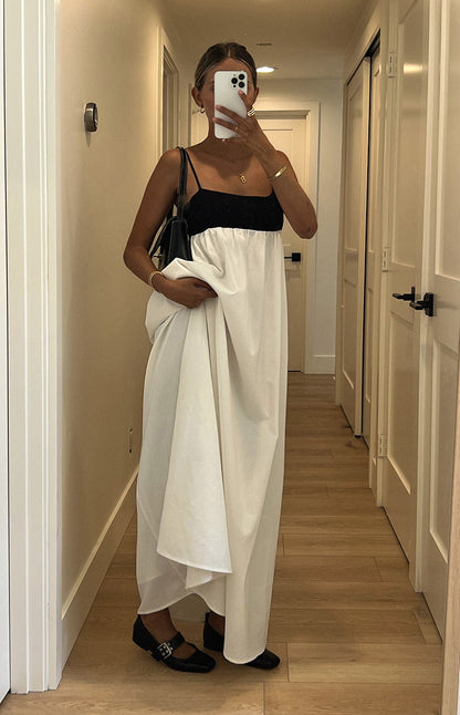 Akari White Contrast Maxi Dress - PRE ORDER