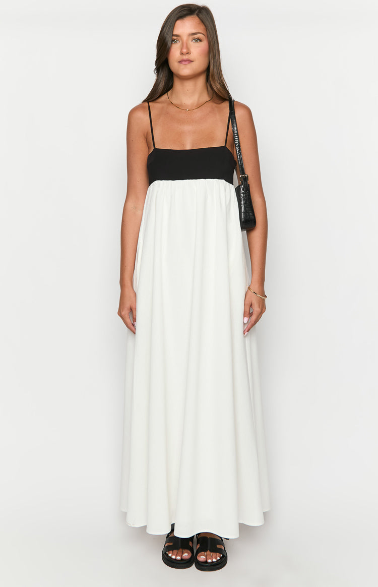 Akari White Contrast Maxi Dress - PRE ORDER