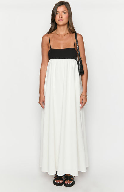 Akari White Contrast Maxi Dress - PRE ORDER