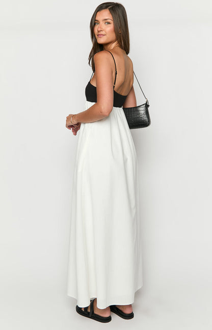 Akari White Contrast Maxi Dress - PRE ORDER