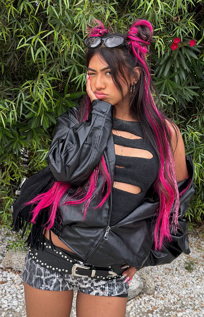 Abbi PU Black Bomber Jacket