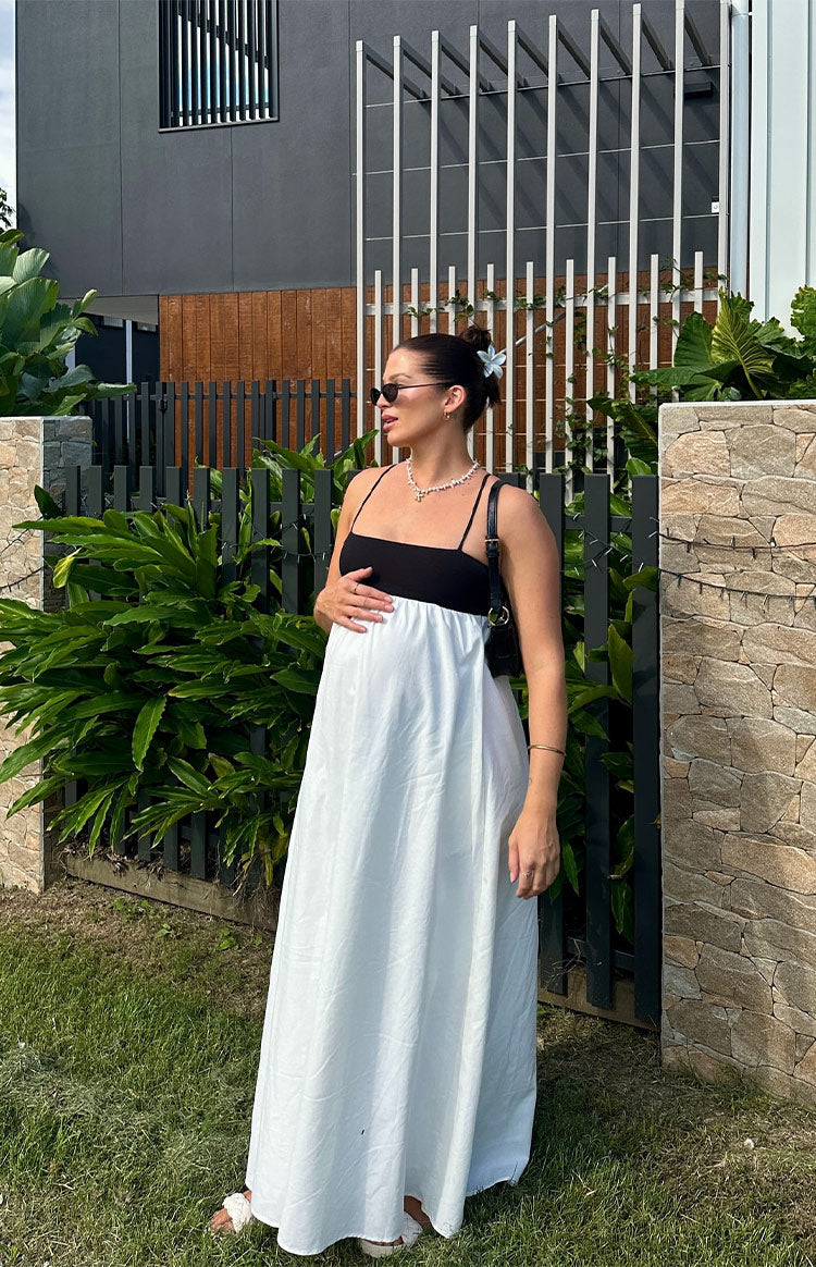 Akari White Contrast Maxi Dress - PRE ORDER