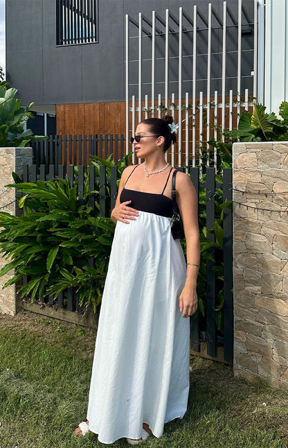 Akari White Contrast Maxi Dress - PRE ORDER