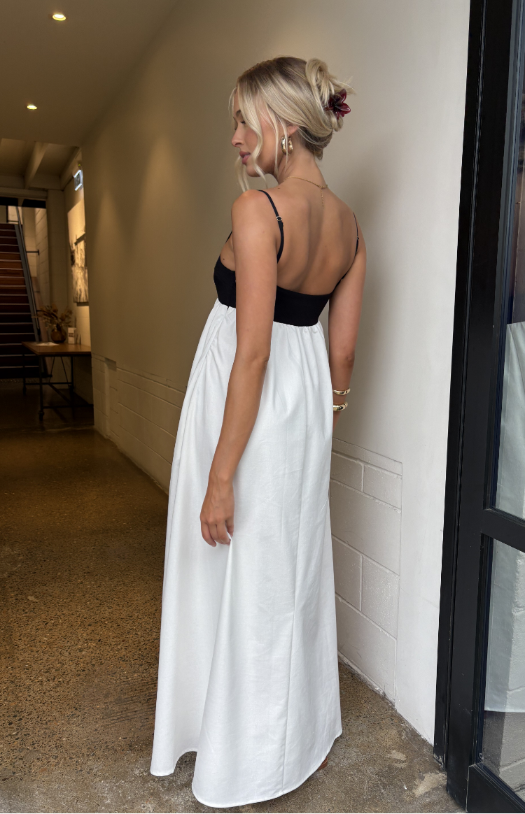 Akari White Contrast Maxi Dress - PRE ORDER