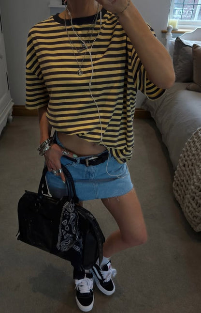 Alba Yellow Stripe Oversized Tee