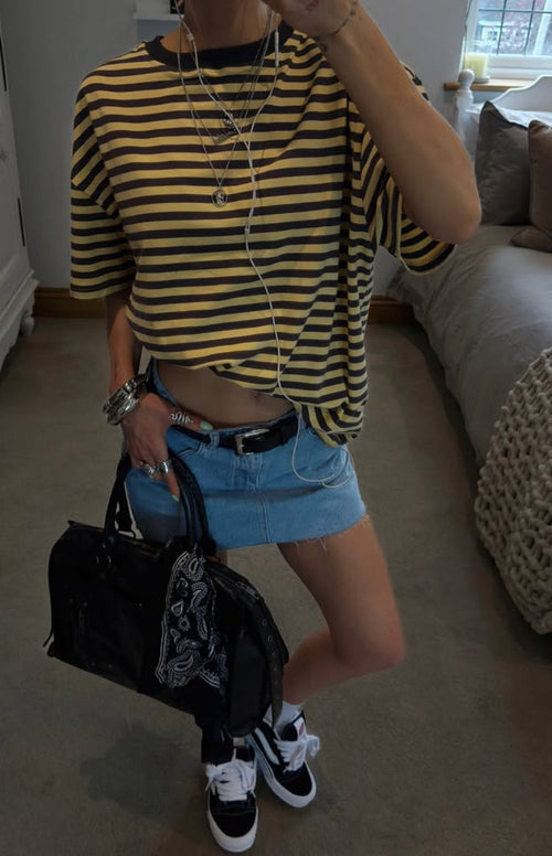 Alba Yellow Stripe Oversized Tee