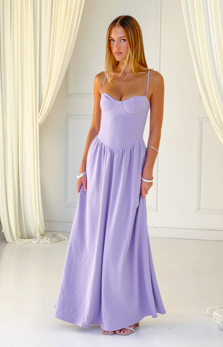 Almost Yours Lilac Crepe Maxi Dress