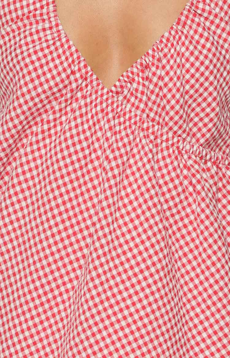 Althea Red Gingham Wrap Front Mini Dress