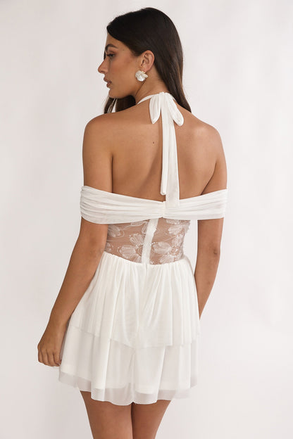 Esmara Mesh Waist Halter Mini Dress White